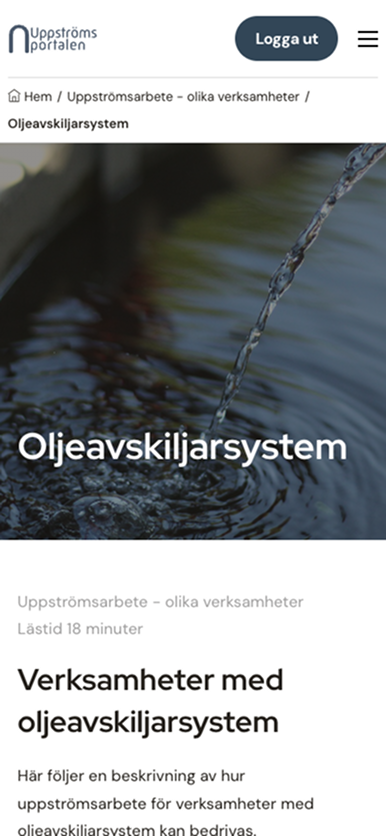 Uppströmsportalen i mobil