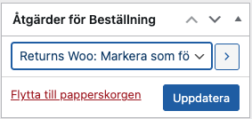 Åtgärdsmenyn på en WooCommerce-order