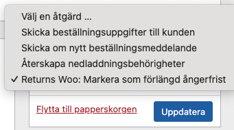 Vald åtgärd för förlängd ångerfrist